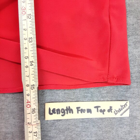 Perceptions Woman's Crop Top Size 14 Red Tie Front Short Sleeve Lightweight - Picture 3 of 7
